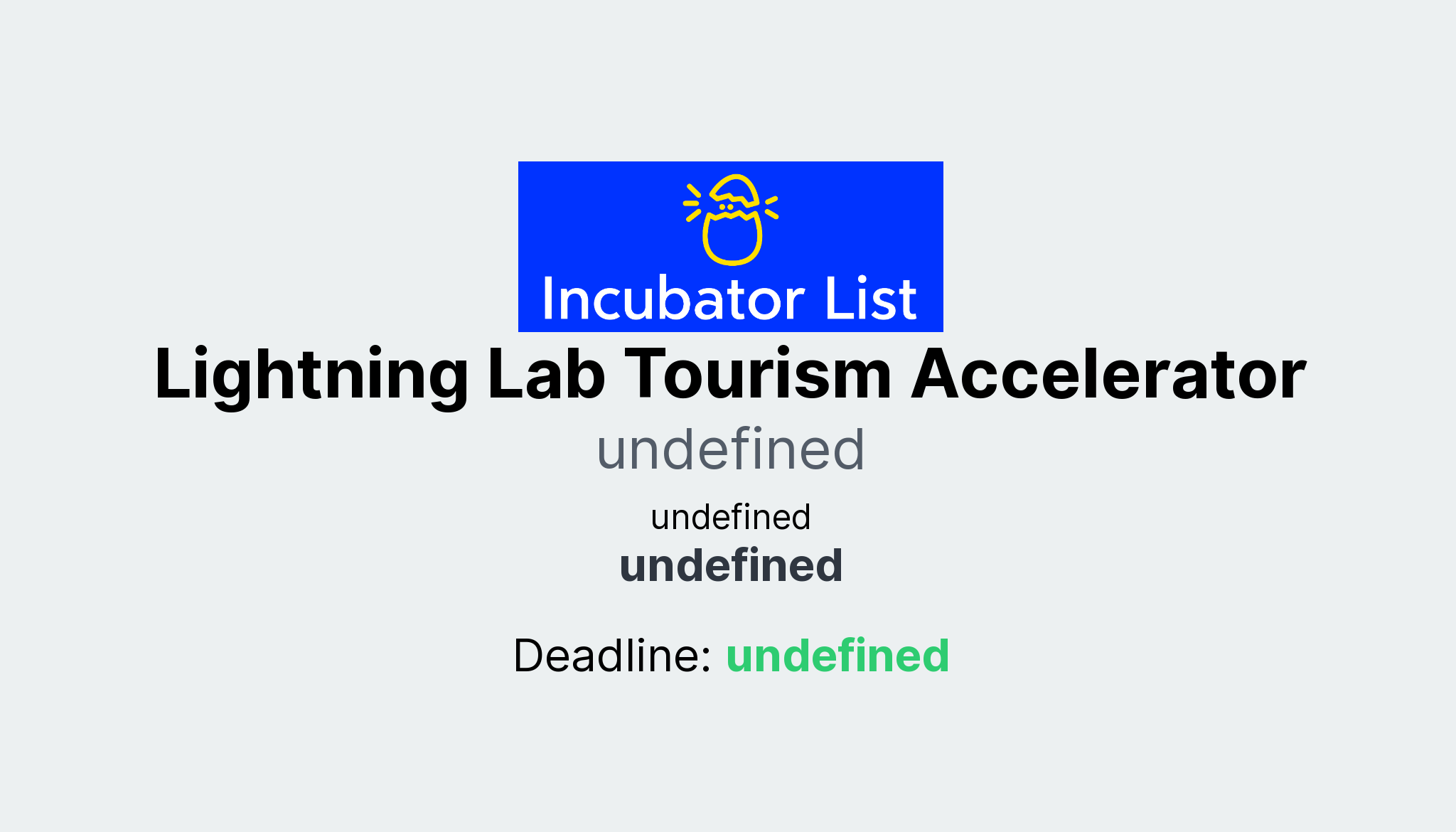 Lightning Lab Tourism Accelerator Key Information